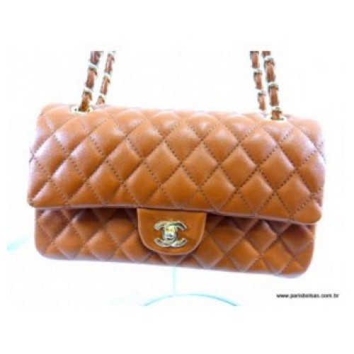 caramel chanel flap bolsa