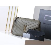 BOLSA YSL LOULOU LARGE CINZA